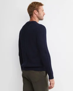 Sale Sportscraft Joshua Cable Crew Knit in Navy Melange NavyMelange