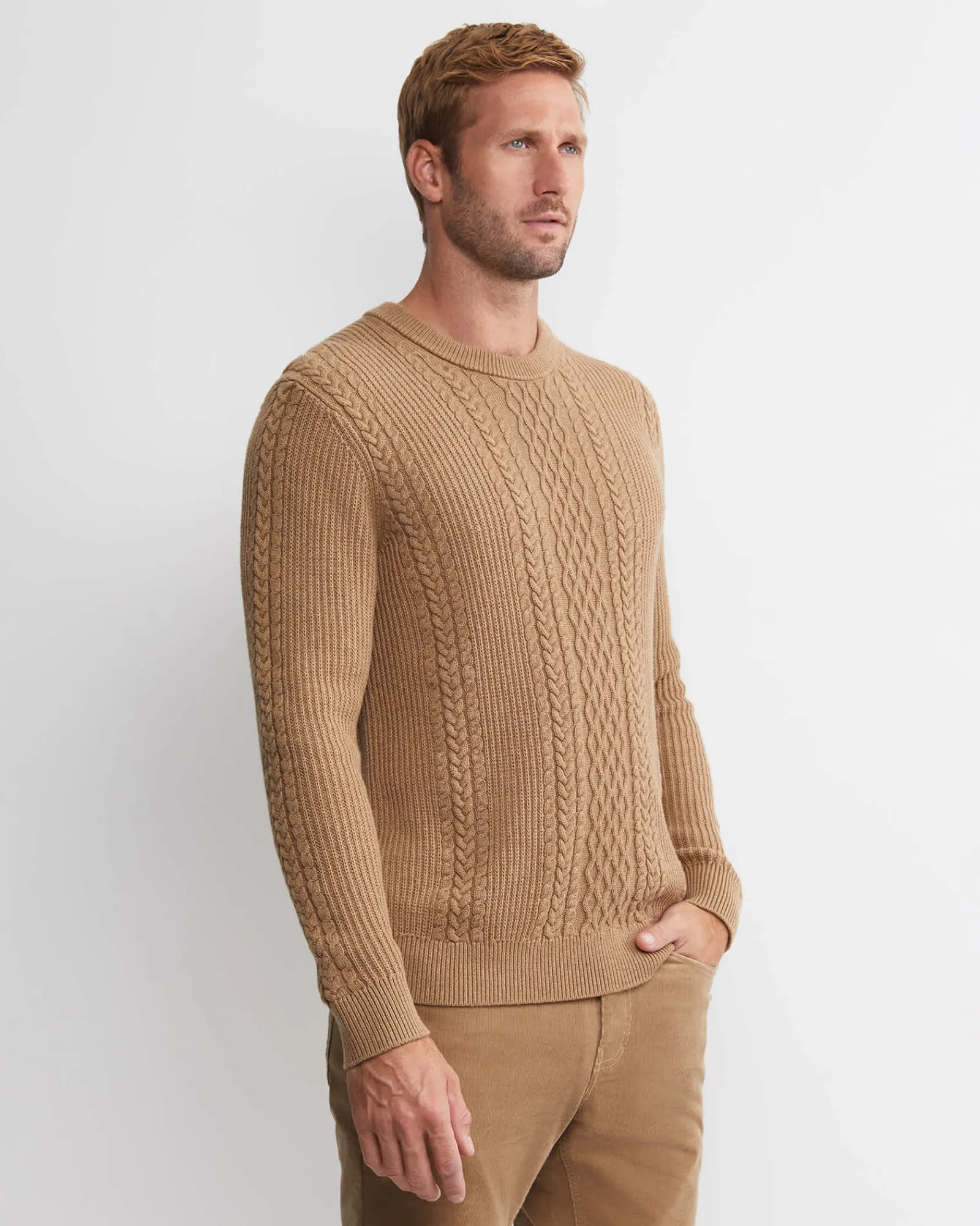 Hot Sportscraft Joshua Cable Crew Knit in Toffee