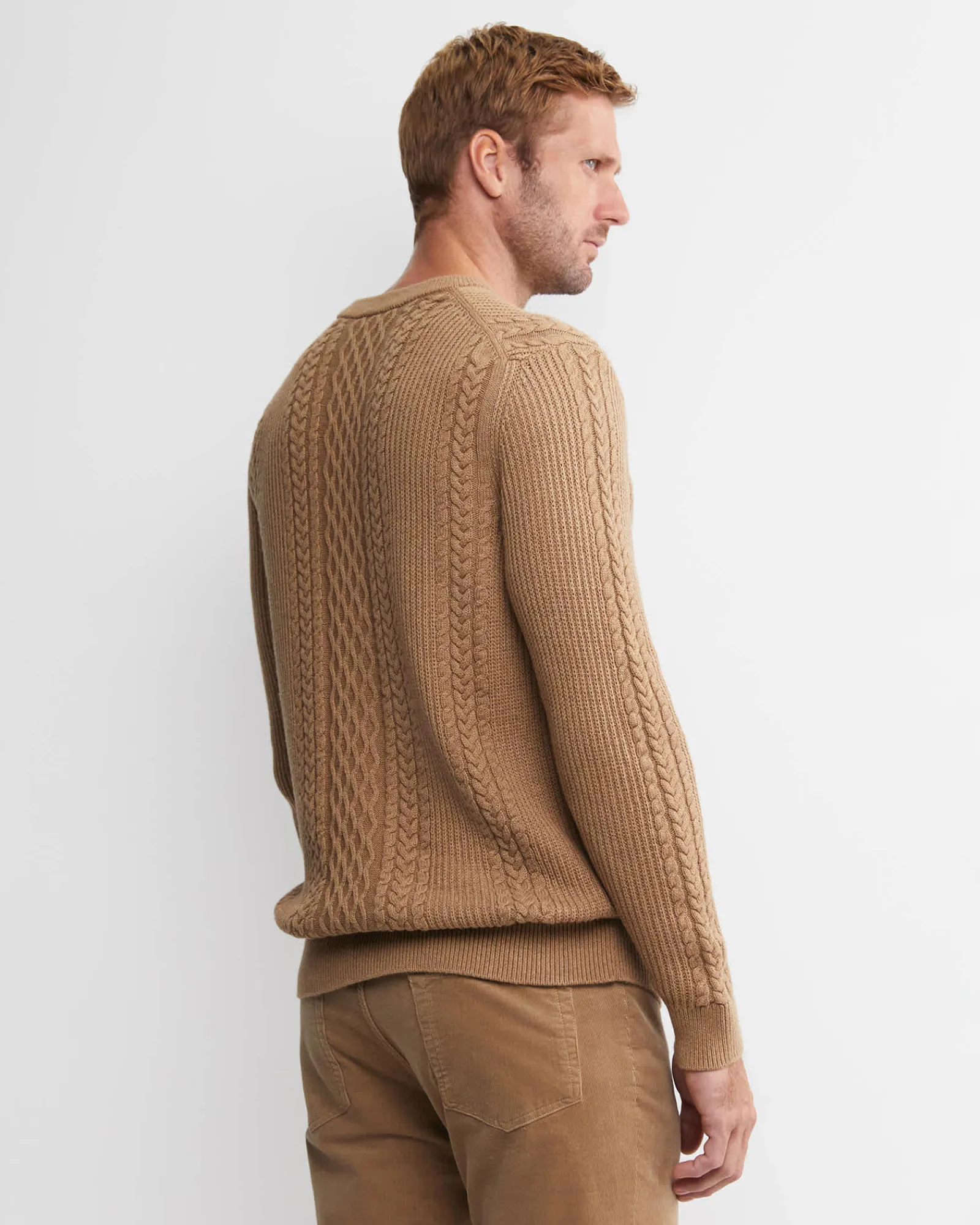 Hot Sportscraft Joshua Cable Crew Knit in Toffee