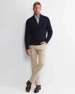 Best Sportscraft Joshua Cable Quarter Zip Knit in Navy Melange NavyMelange