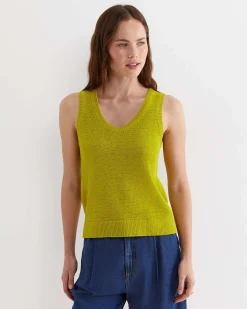 Fashion Sportscraft Josie Tape Yarn Singlet in Celery