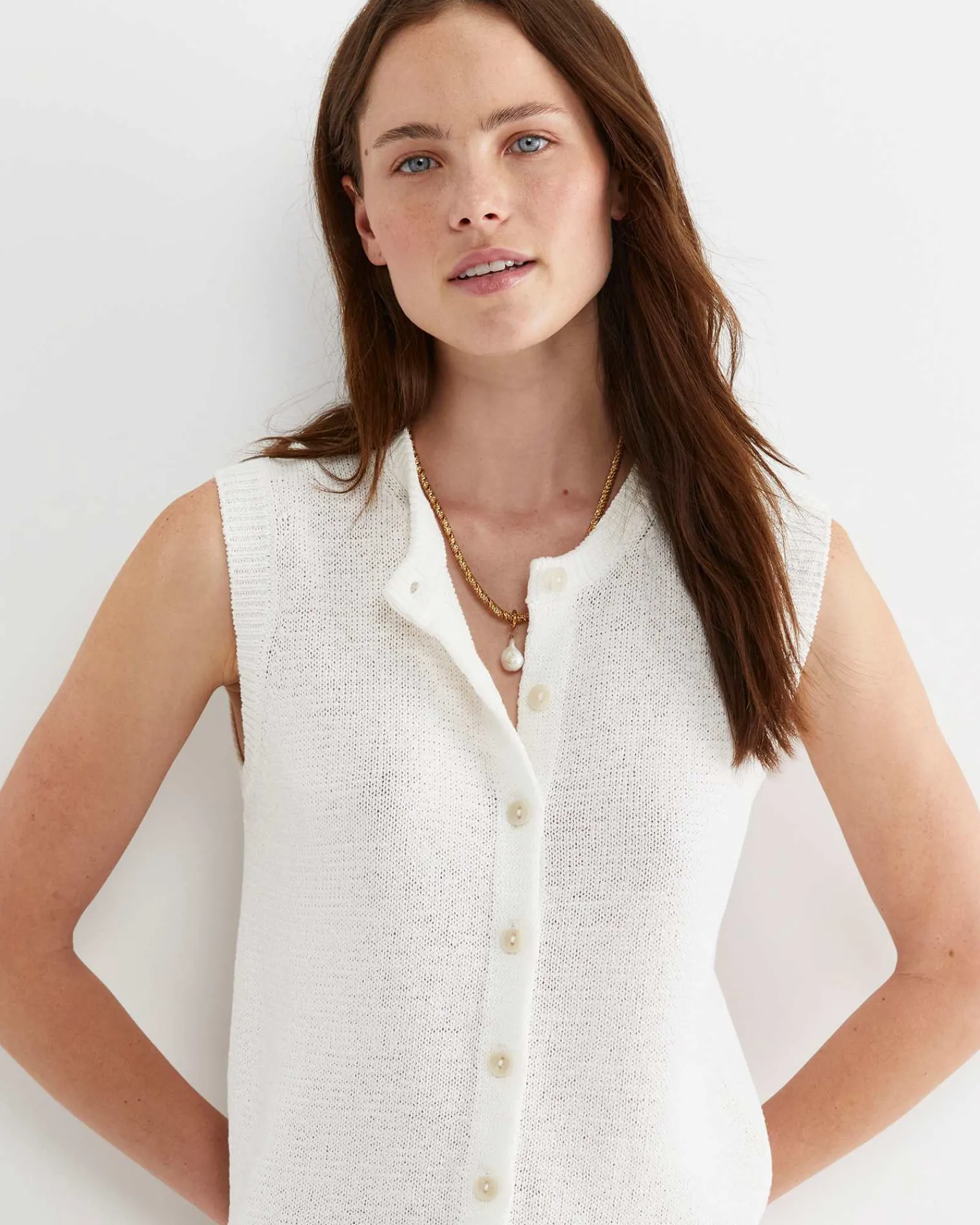 Online Sportscraft Josie Tape Yarn Vest in White