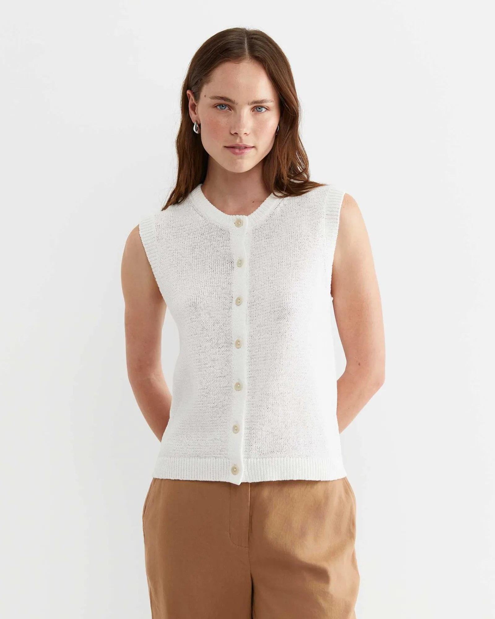 Online Sportscraft Josie Tape Yarn Vest in White