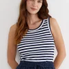 Fashion Sportscraft Julia Stripe Rib Tank in Whitenavy White/navy