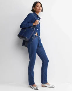 Best Sportscraft Kali Long Sleeve Denim Blouse in Denim Mid Wash DenimMidWash