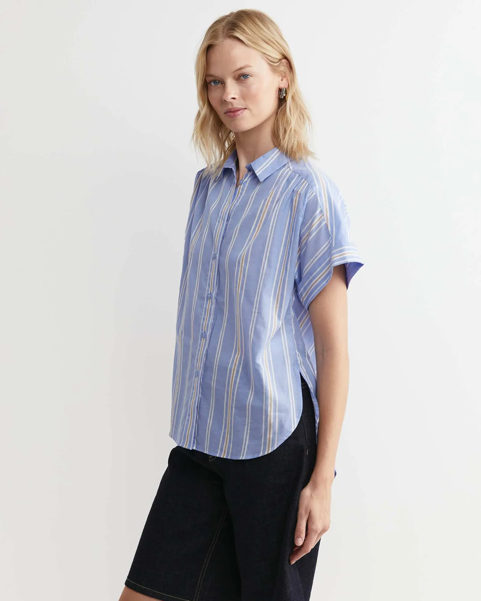 Best Sportscraft Lacey Ladder Stitch Shirt in Blue Multi BlueMulti