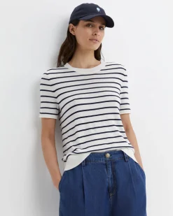 Clearance Sportscraft Laurina Knit Tee in Ivorynavy Ivory/navy