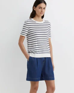 Clearance Sportscraft Laurina Knit Tee in Ivorynavy Ivory/navy