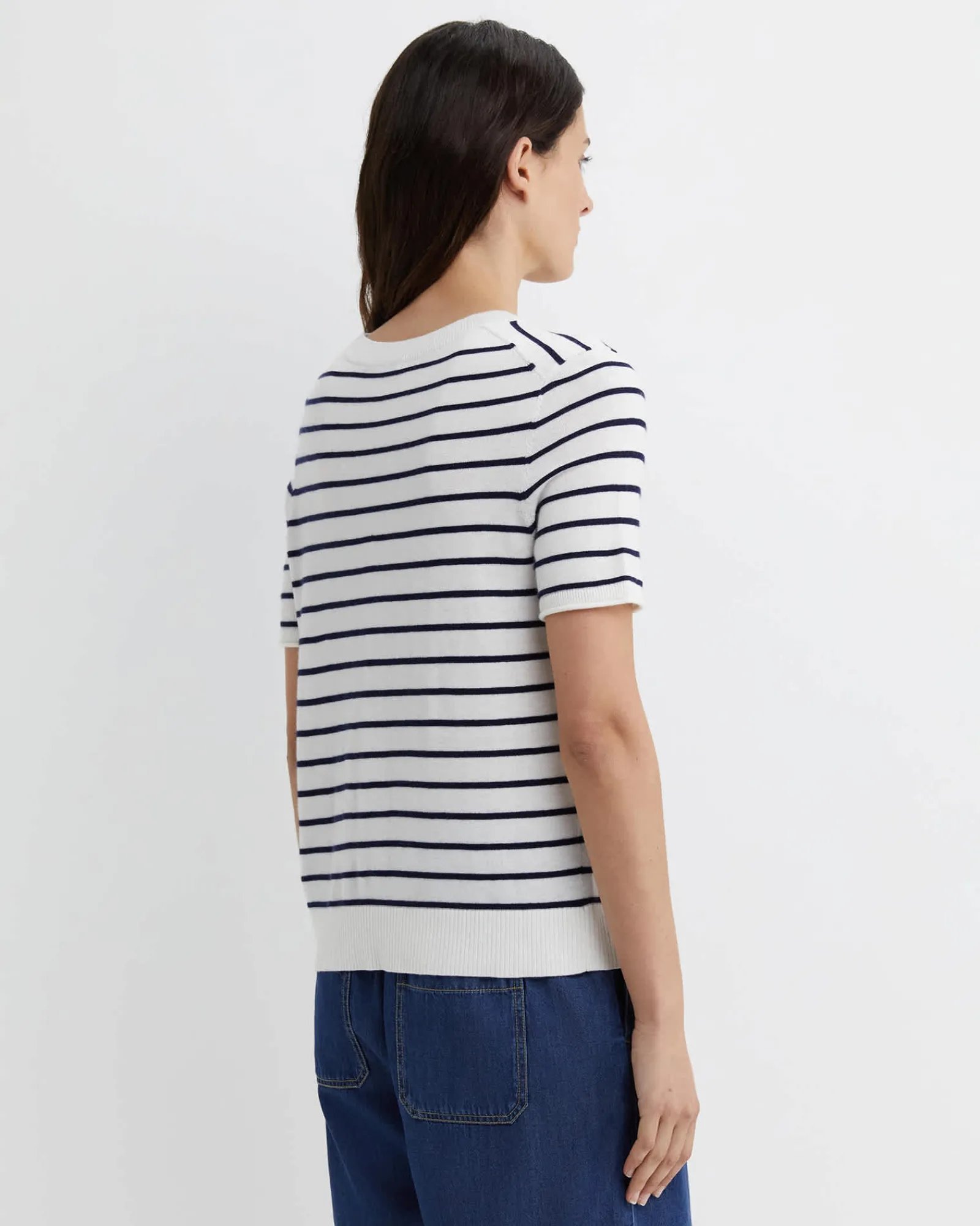Clearance Sportscraft Laurina Knit Tee in Ivorynavy Ivory/navy