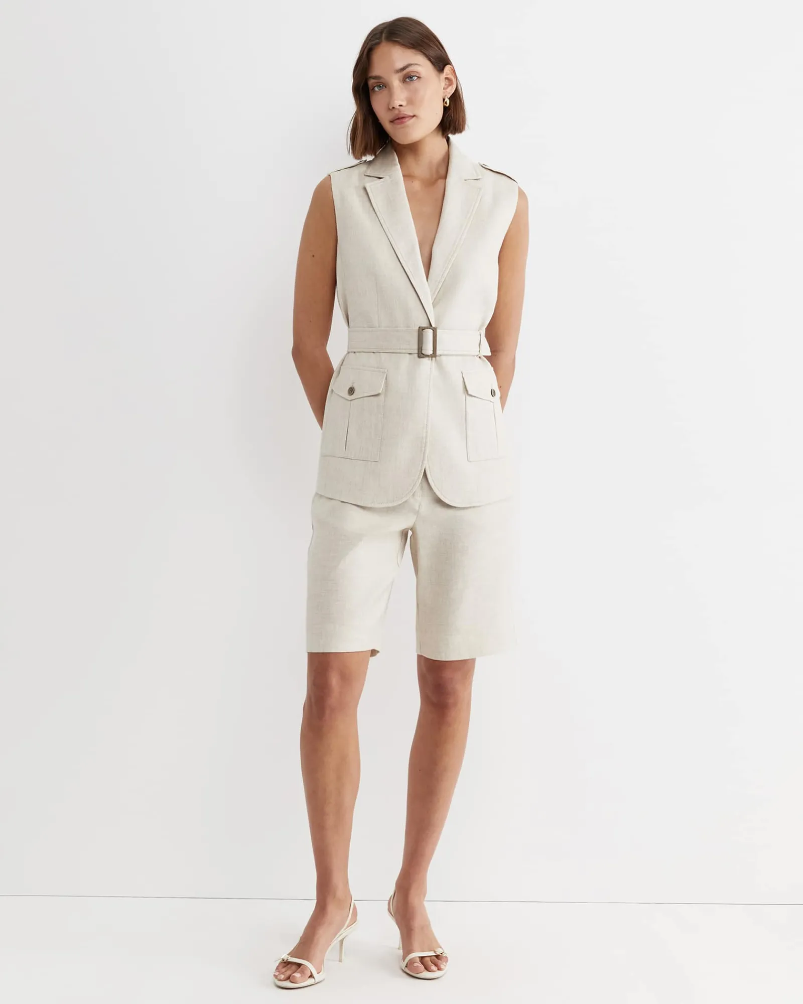 Fashion Sportscraft Lena Bermuda Linen Short in String