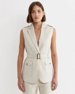 New Sportscraft Lena Linen Safari Vest in String