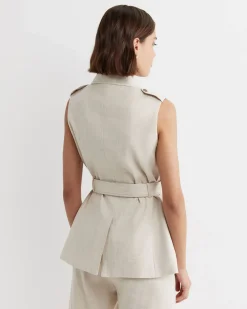 New Sportscraft Lena Linen Safari Vest in String