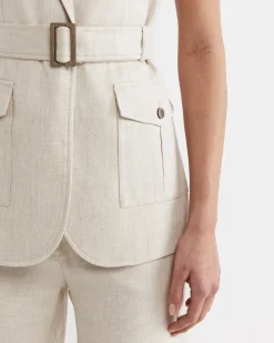New Sportscraft Lena Linen Safari Vest in String