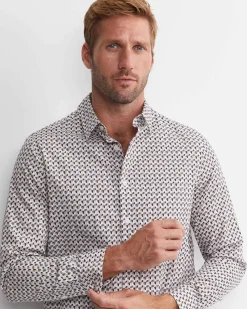 Fashion Sportscraft Leo Liberty Long Sleeve Shirt in Whitemulti White/multi