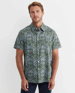 New Sportscraft Lex Short Sleeve Liberty Shirt in Khaki