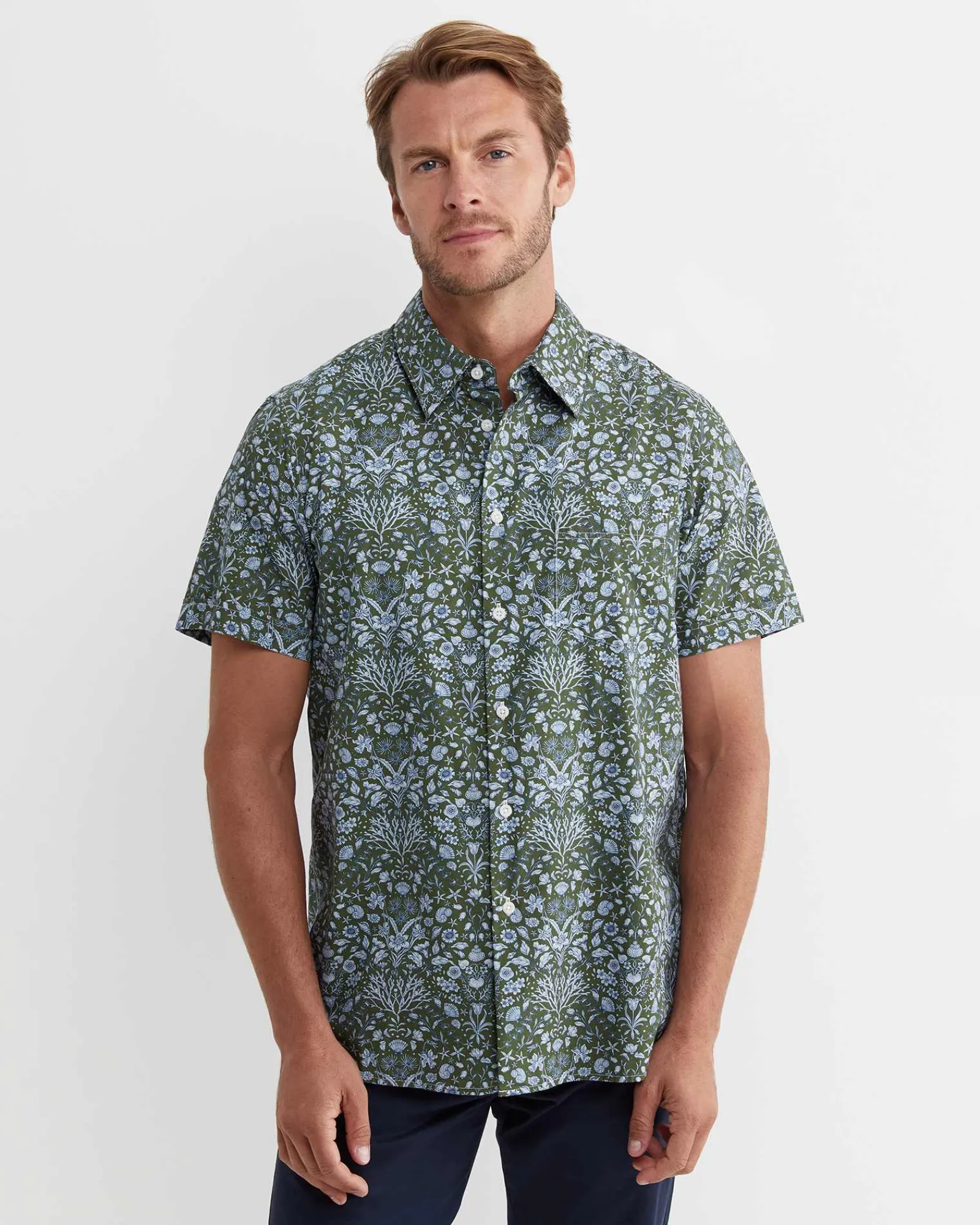 New Sportscraft Lex Short Sleeve Liberty Shirt in Khaki