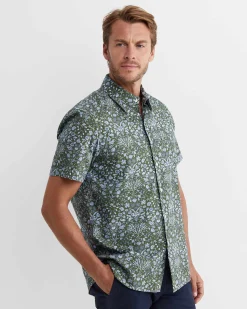 New Sportscraft Lex Short Sleeve Liberty Shirt in Khaki