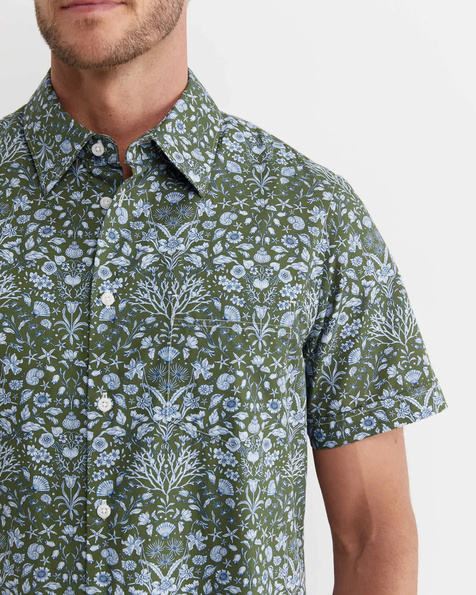 New Sportscraft Lex Short Sleeve Liberty Shirt in Khaki