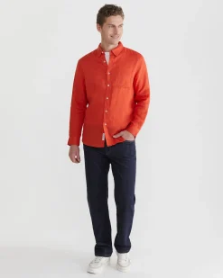 Hot Sportscraft Linen Long Sleeve Shirt in Red