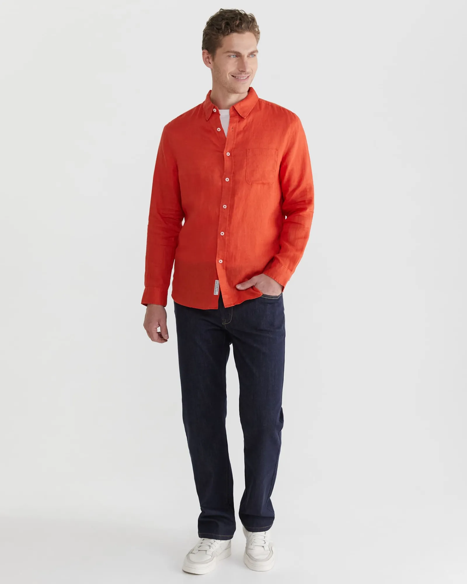 Hot Sportscraft Linen Long Sleeve Shirt in Red