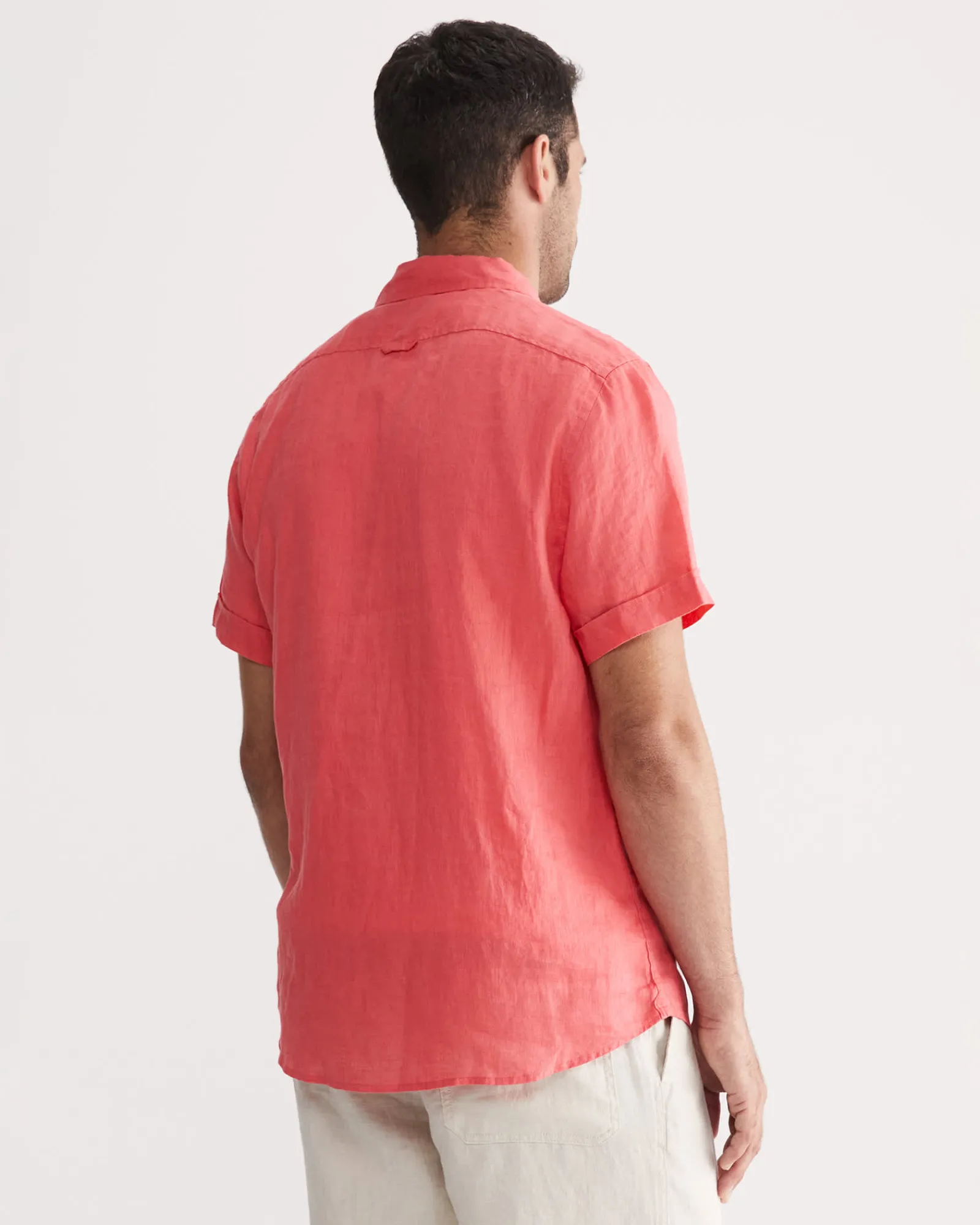 Fashion Sportscraft Linen Short Sleeve Shirt in Grapefruit
