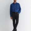 New Sportscraft Long Sleeve Linen Shirt in Indigo