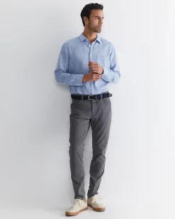 Fashion Sportscraft Long Sleeve Linen Shirt in Chambray