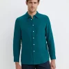 Clearance Sportscraft Long Sleeve Linen Shirt in Dark Teal DarkTeal