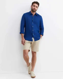 Sale Sportscraft Long Sleeve Linen Shirt in Lapis