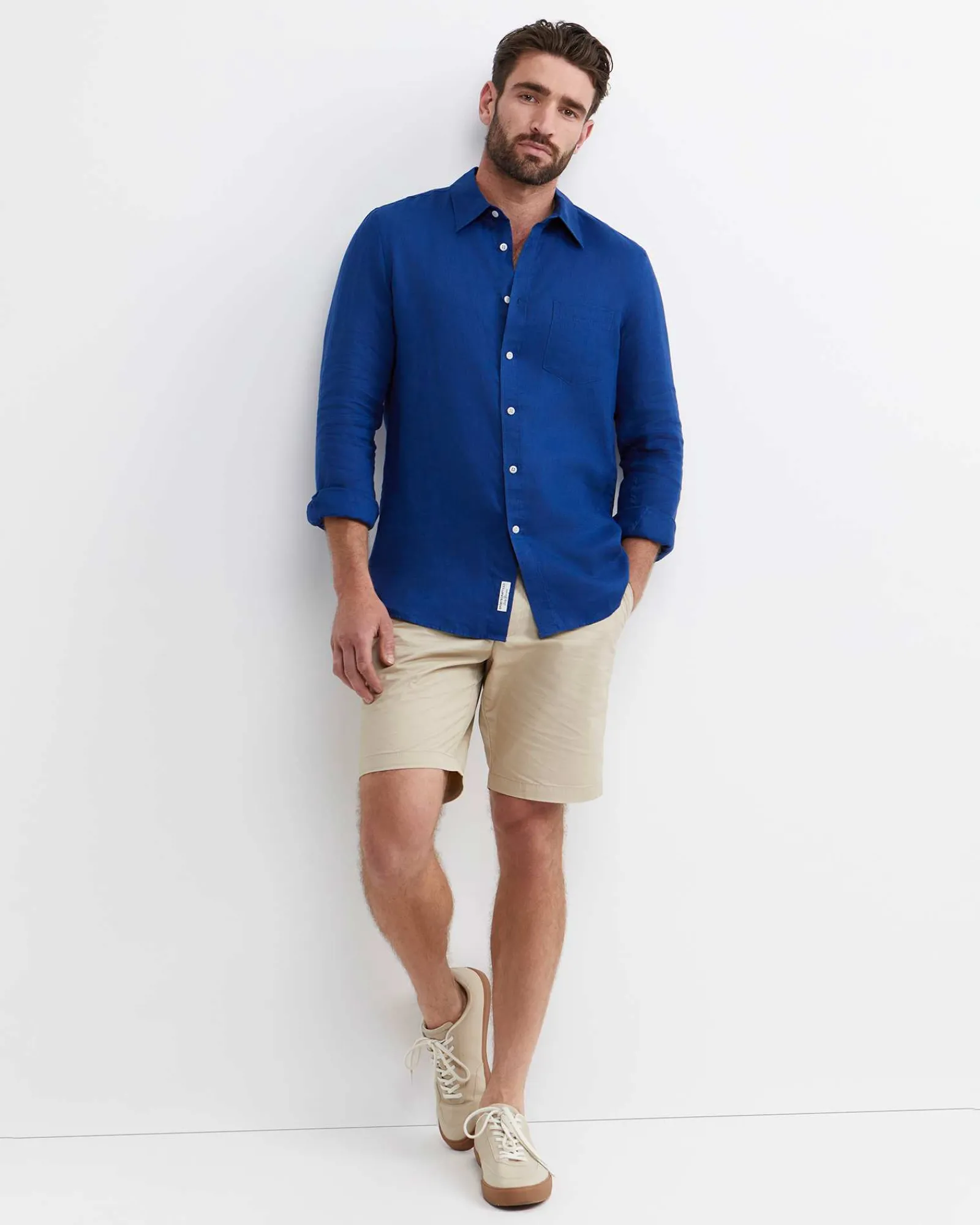 Sale Sportscraft Long Sleeve Linen Shirt in Lapis