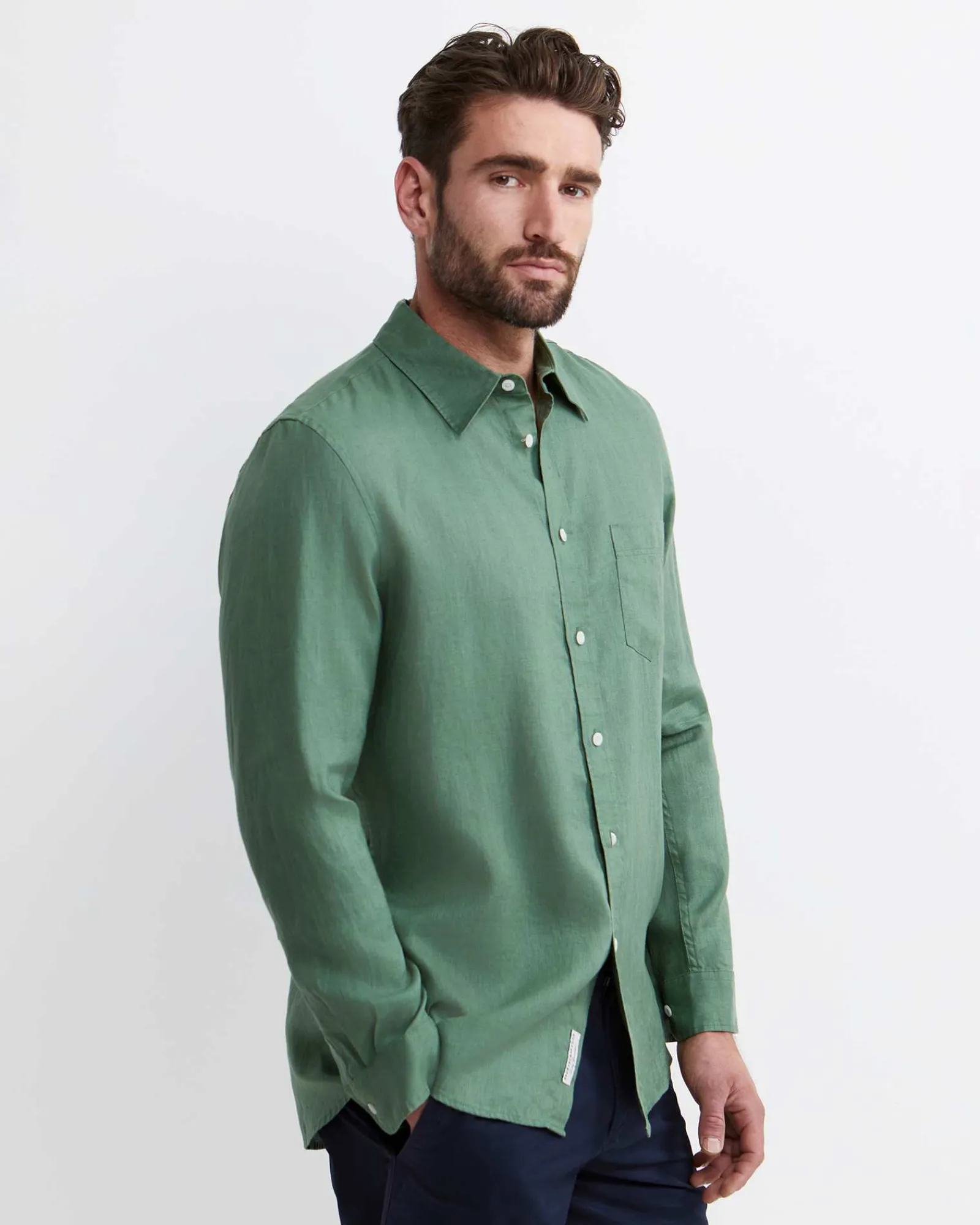 Sale Sportscraft Long Sleeve Linen Shirt in Elm