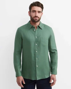 Sale Sportscraft Long Sleeve Linen Shirt in Elm