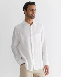 Discount Sportscraft Long Sleeve Linen Shirt in White
