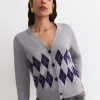 Best Sportscraft Lorri Argyle Cotton Cardigan in Greymulti Grey/multi