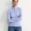 Clearance Sportscraft Lucy Snap Funnel Neck Top in Belle Blue BelleBlue