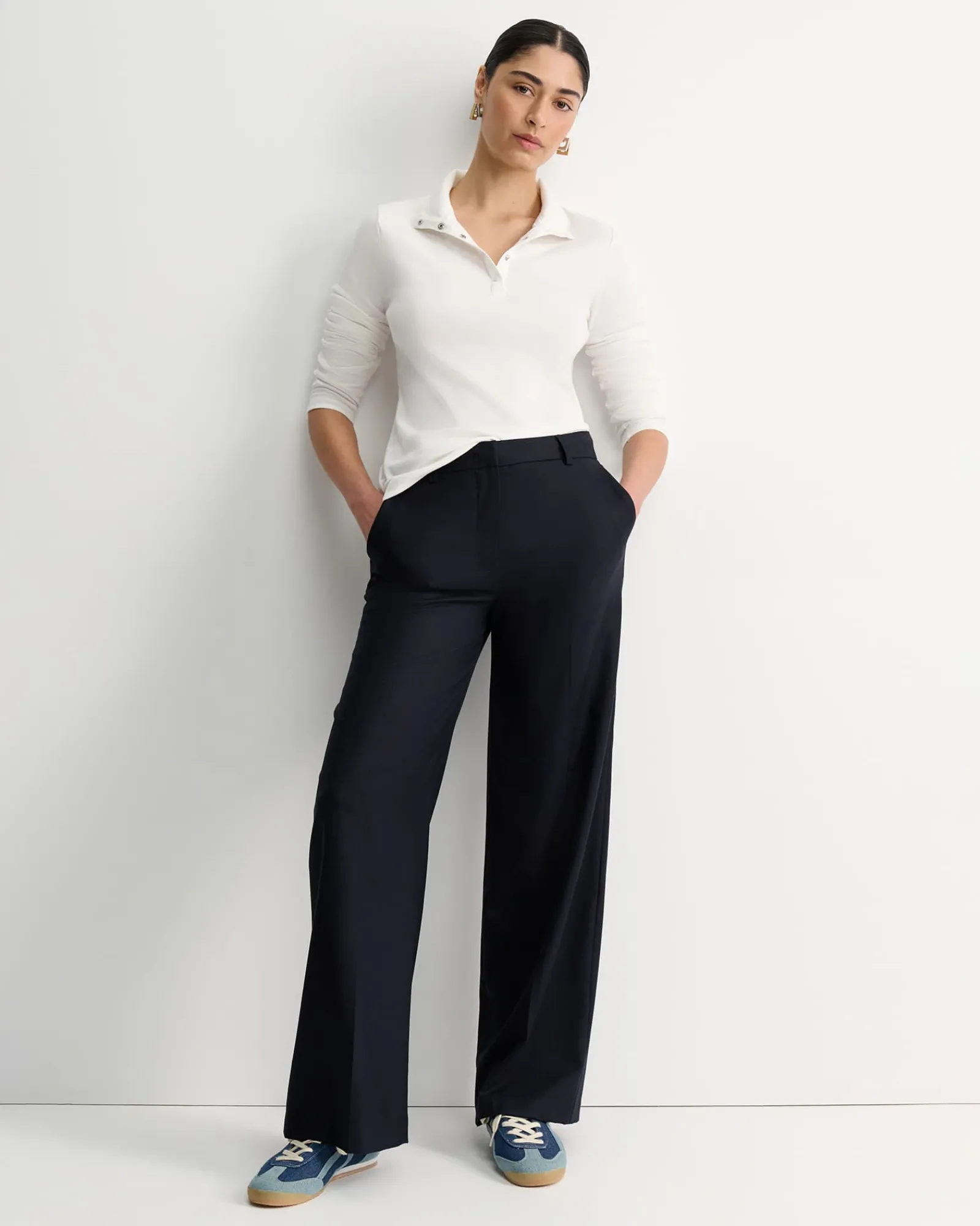 Fashion Sportscraft Lucy Snap Funnel Neck Top in Ivory