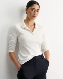 Fashion Sportscraft Lucy Snap Funnel Neck Top in Ivory