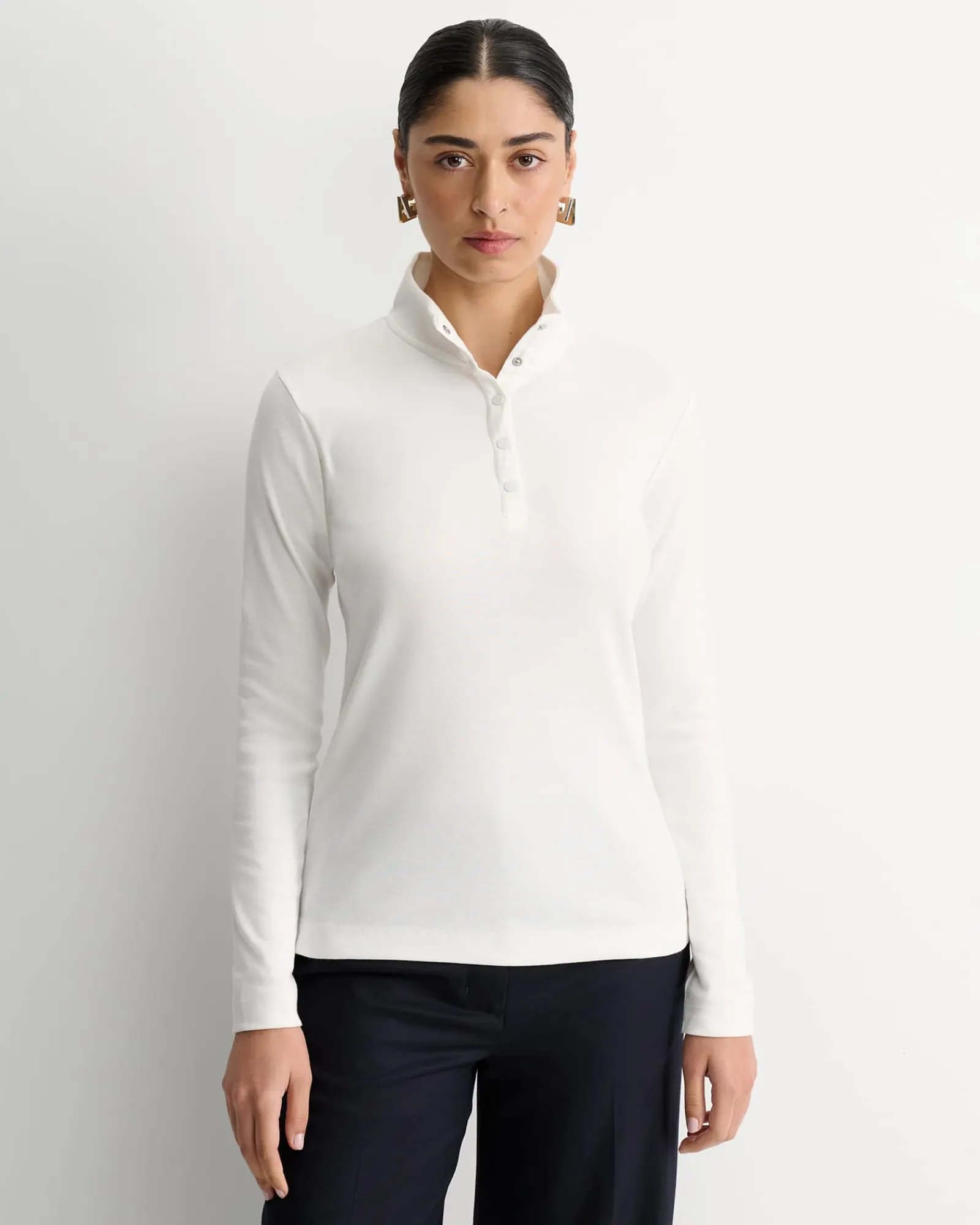 Fashion Sportscraft Lucy Snap Funnel Neck Top in Ivory