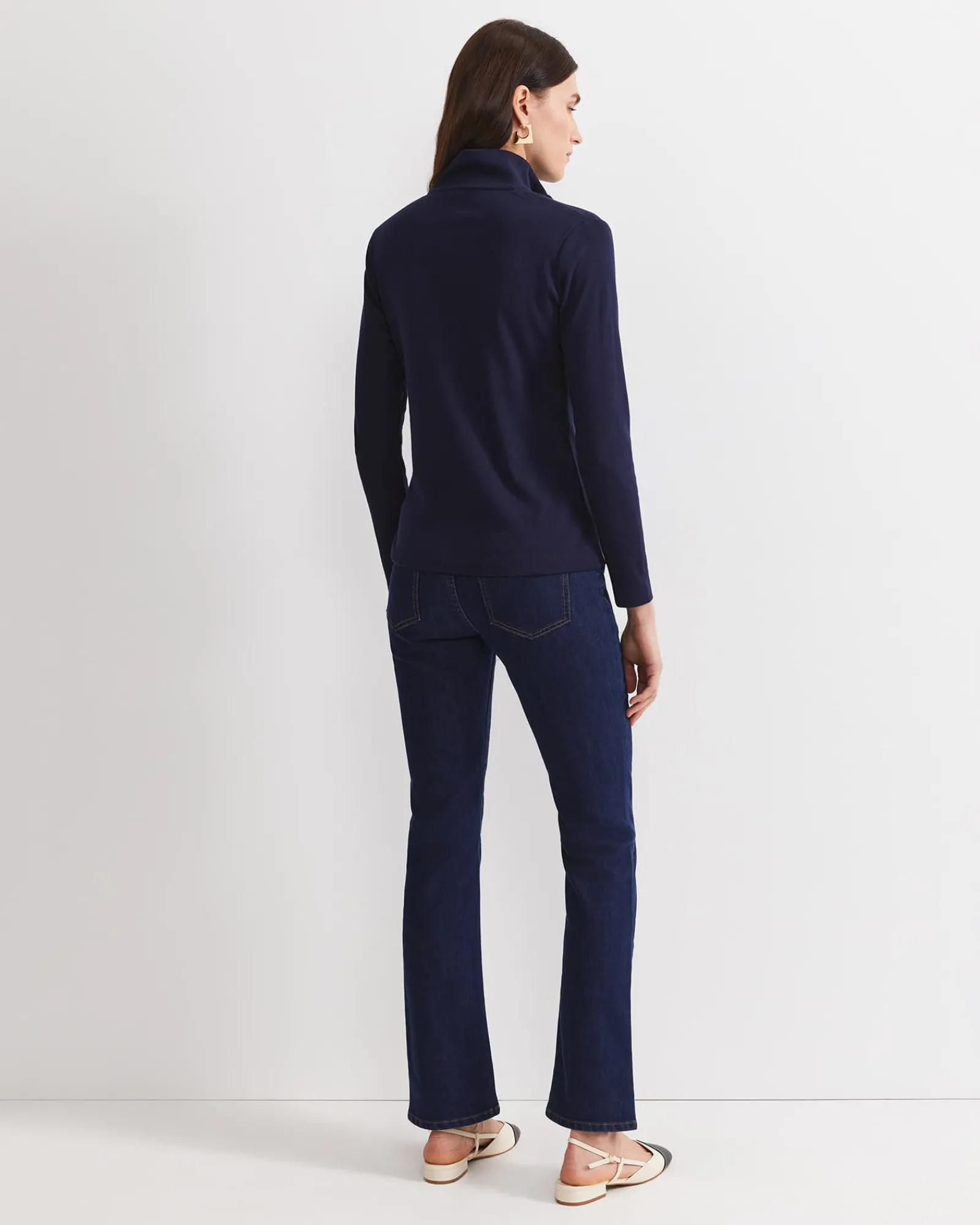 Clearance Sportscraft Lucy Snap Funnel Neck Top in Navy