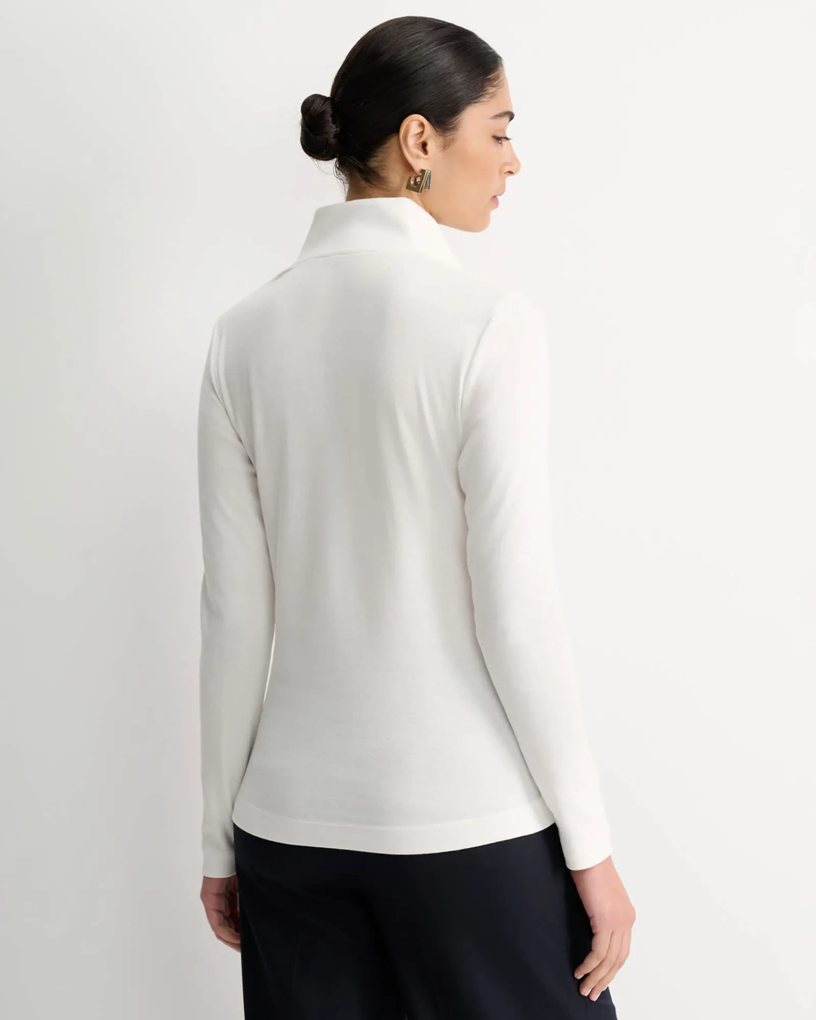 Fashion Sportscraft Lucy Snap Funnel Neck Top in Ivory
