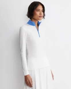 Discount Sportscraft Lucy Zip Funnel Neck Top in Ivoryblue Ivory/blue