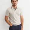 Outlet Sportscraft Luka Short Sleeve Knit Polo in Natural