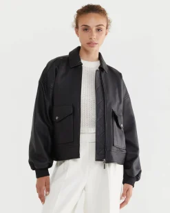 Sale Sportscraft Lulu Leather Jacket in Black