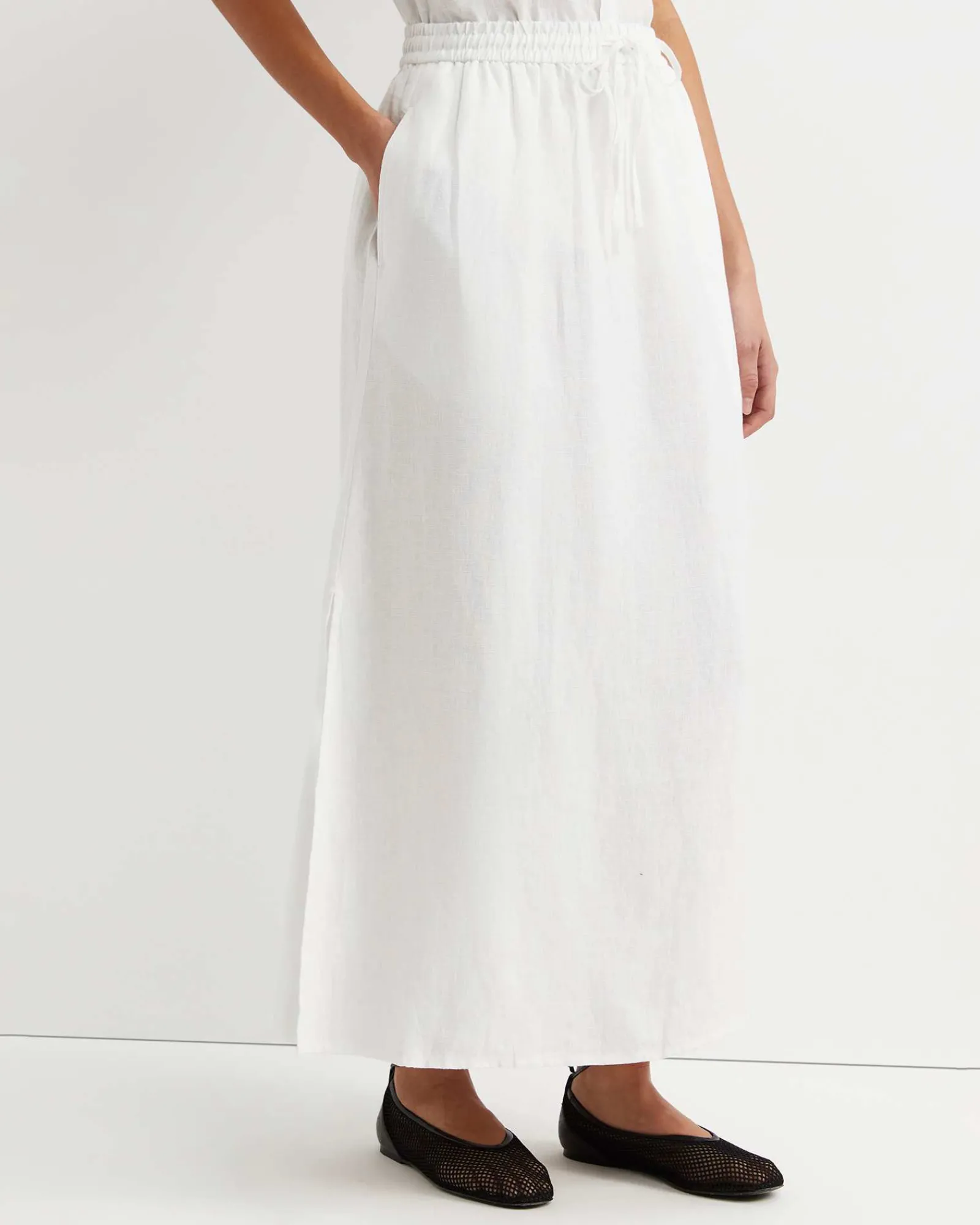 Online Sportscraft Lulu Linen Midi Skirt in White