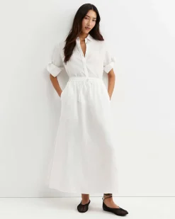 Online Sportscraft Lulu Linen Midi Skirt in White