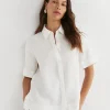 Outlet Sportscraft Lulu Short Sleeve Linen Shirt in White