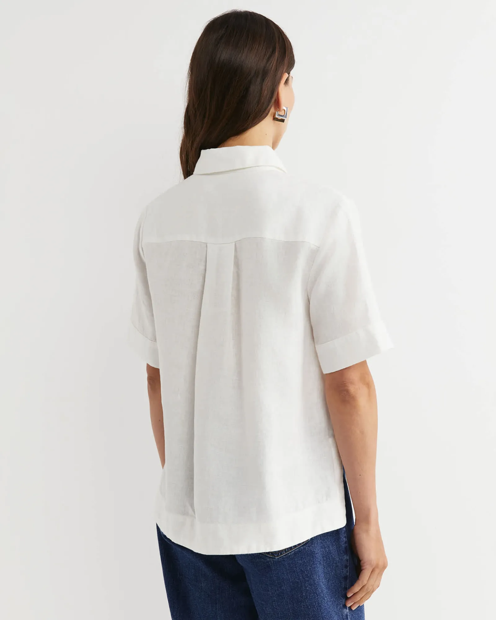 Outlet Sportscraft Lulu Short Sleeve Linen Shirt in White
