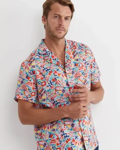 Hot Sportscraft Mac Short Sleeve Liberty Cuban Shirt in Multi