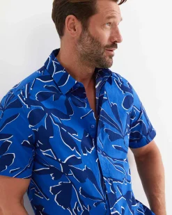 Best Sportscraft Marks Short Sleeve Cotton Shirt in Navy Multi NavyMulti