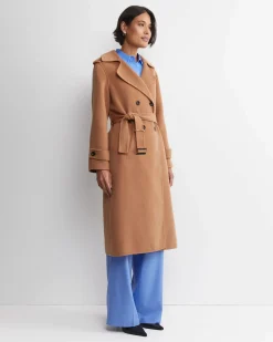Clearance Sportscraft Martha Double Breasted Trench Coat in Camel